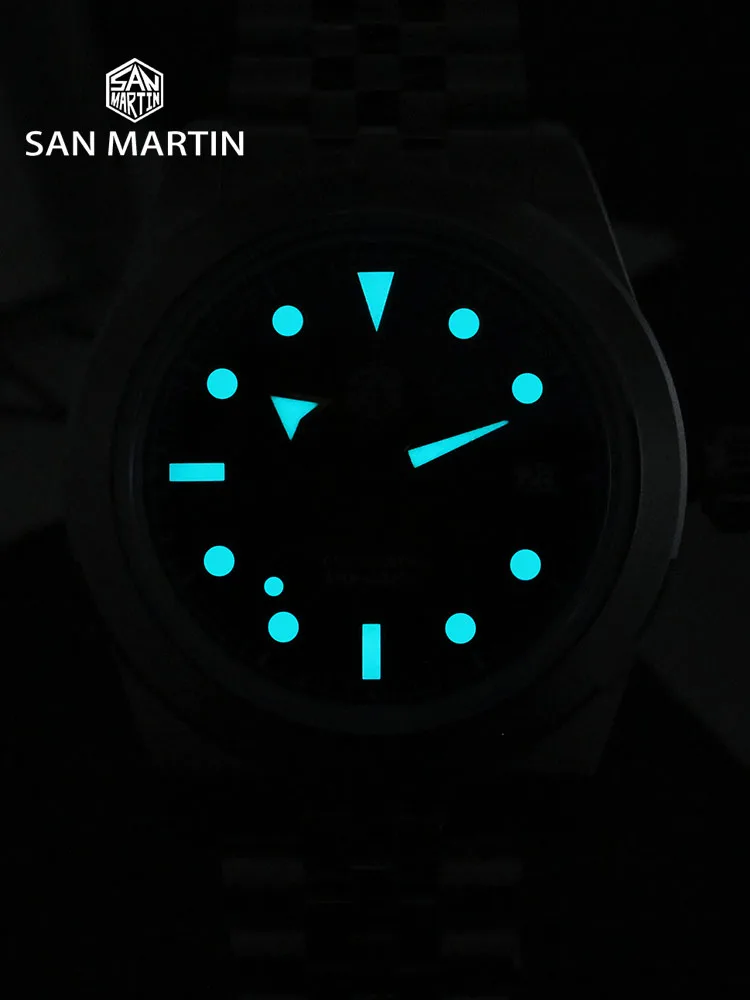 San Martin 39 mm Herren-Sportuhr Sunray Emaille-Zifferblatt NH35A automatisch mechanisch Saphir wasserdicht 100 m BGW-X1 leuchtend SN0053