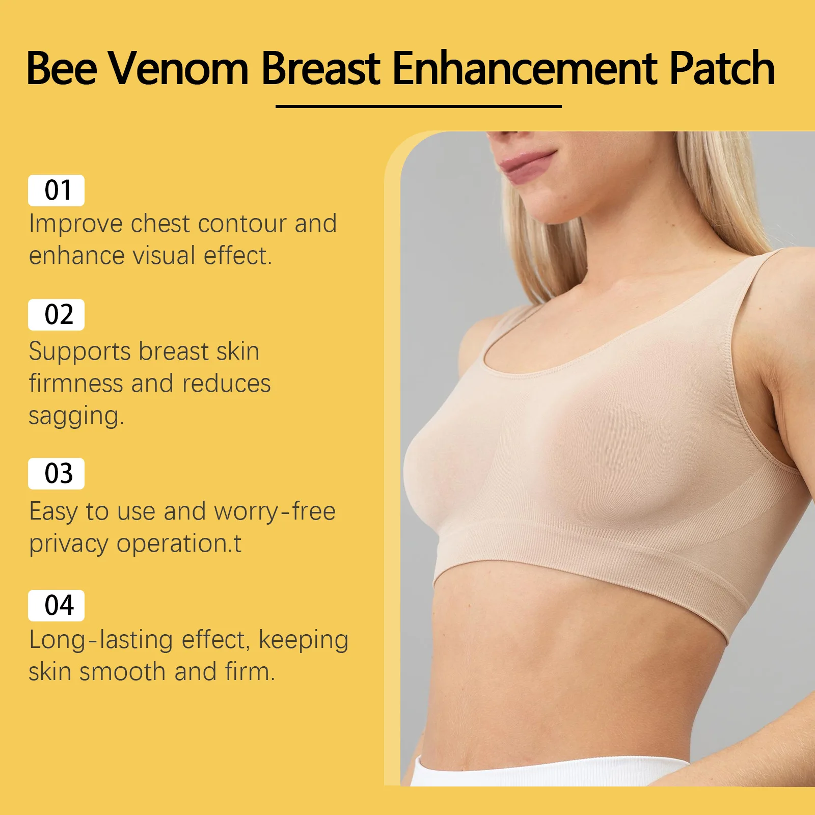 24Pcs Bee Venom Breast Enlargement Cream Patch Moisturizing Lifting Firming Natural Bust Treatment for Breast Fast Growth Chest