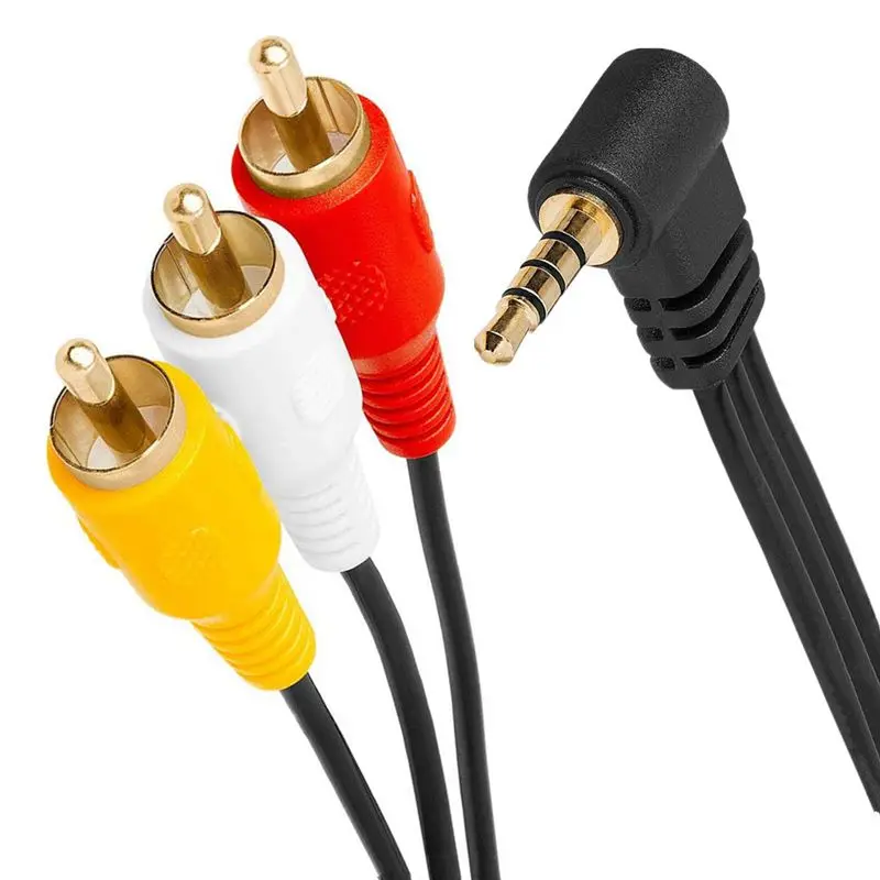 Pozłacane 90 stopni zgięcie 3.5mm do kabel RCA kabla Audio i wideo 3.5mm 1/8 \