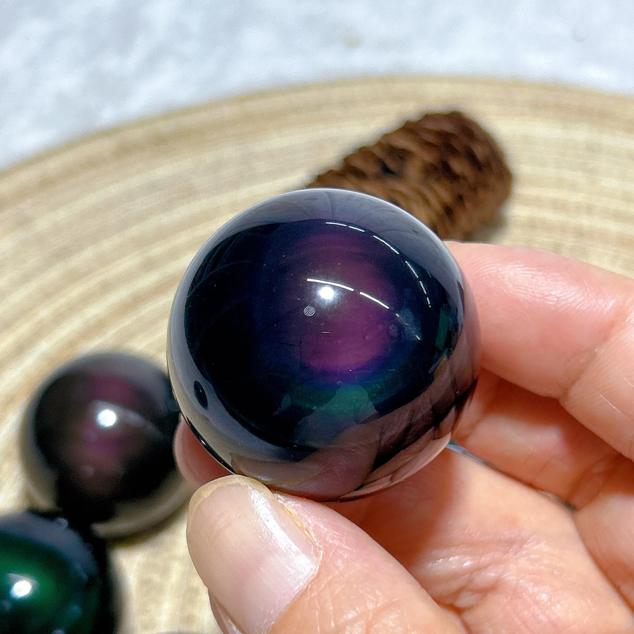 Natural Crystal Rainbow Obsidian Sphere Colourful Ball Healing High Quality Gemstones Mineral Energy Reiki Home Decorations Gift
