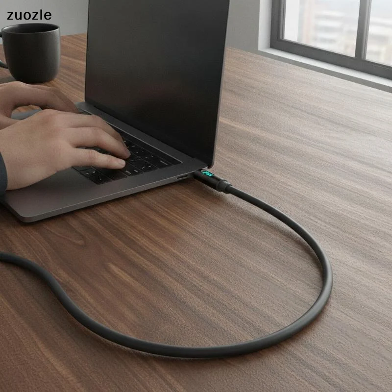 Laptop Charger - 240W Multifunktionales LED-Digital-Display USB-C-auf-USB-C-Schnellladekabel, weiches Silikon-USB-C-Ladekabel