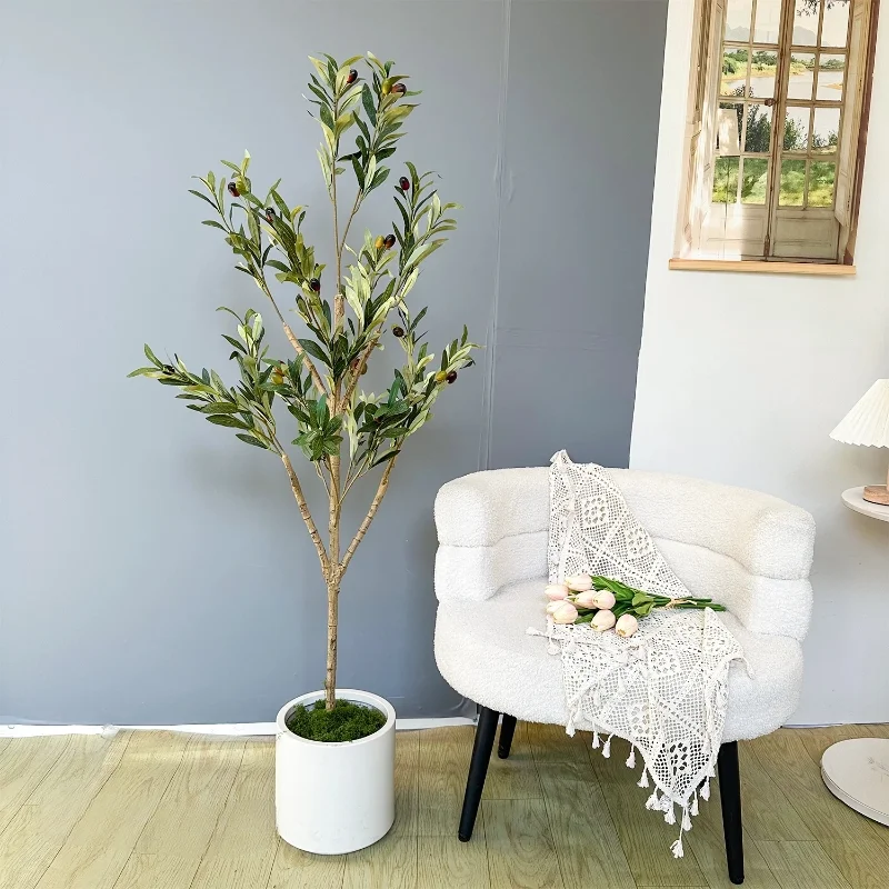 Árbol de olivo Artificial grande, planta en maceta verde de imitación, decoración del jardín del hogar, árbol de olivo falso de moda para diseño de interiores de estilo nórdico
