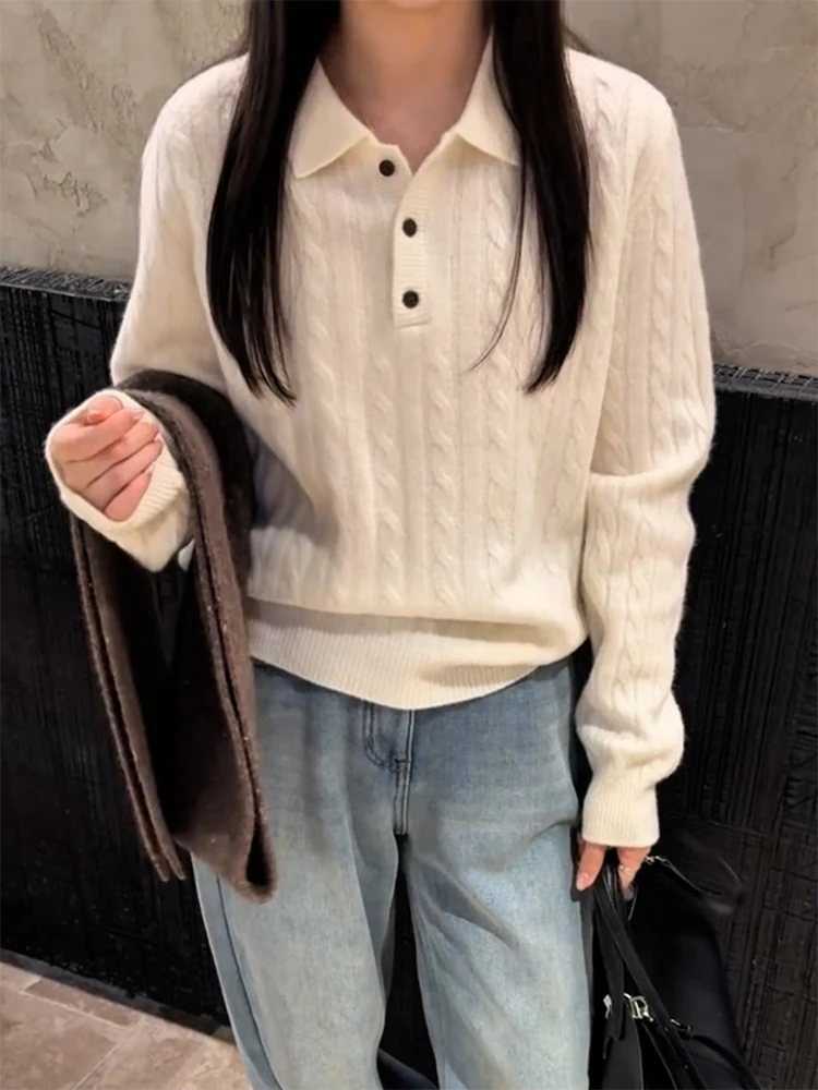 

Korean Sle Lazy Simple Ne Knitwear Autumn Winter New Large Size Ele Slimming Versatile Top Women's Camere Sweater