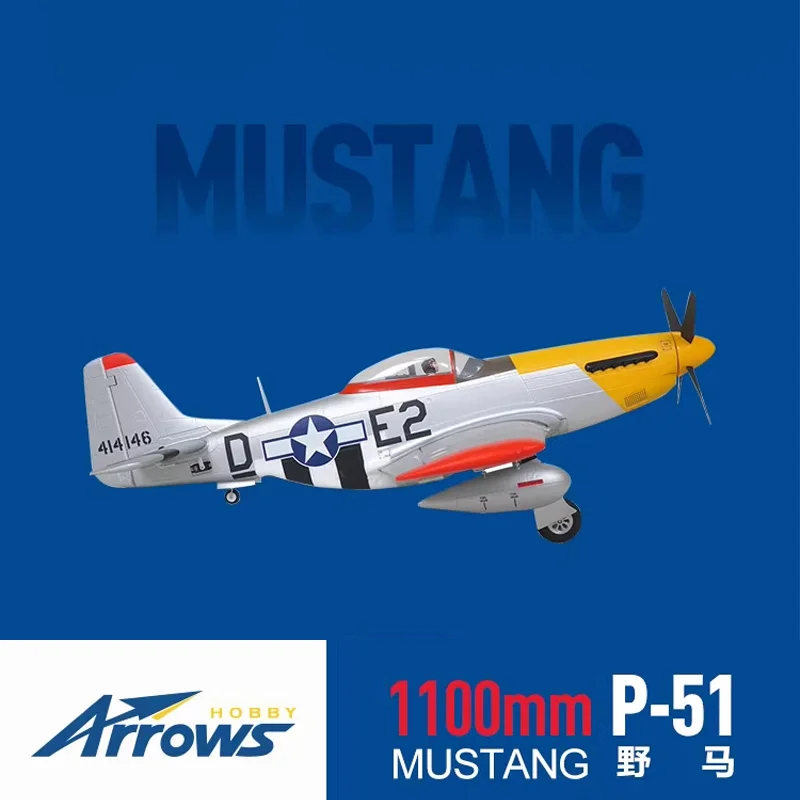 

Blue Arrow 1100mm P51 Mustang Newly Painted Fall-resistant Fixed-wing Aircraft Model Remote Control World War II Propeller Aircr