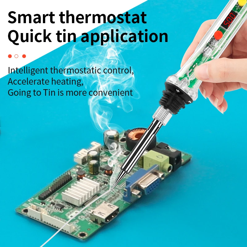 LUXIANZI-Juego de soldador eléctrico con pantalla Digital LCD, herramienta de reparación de soldadura de temperatura ajustable, estación de