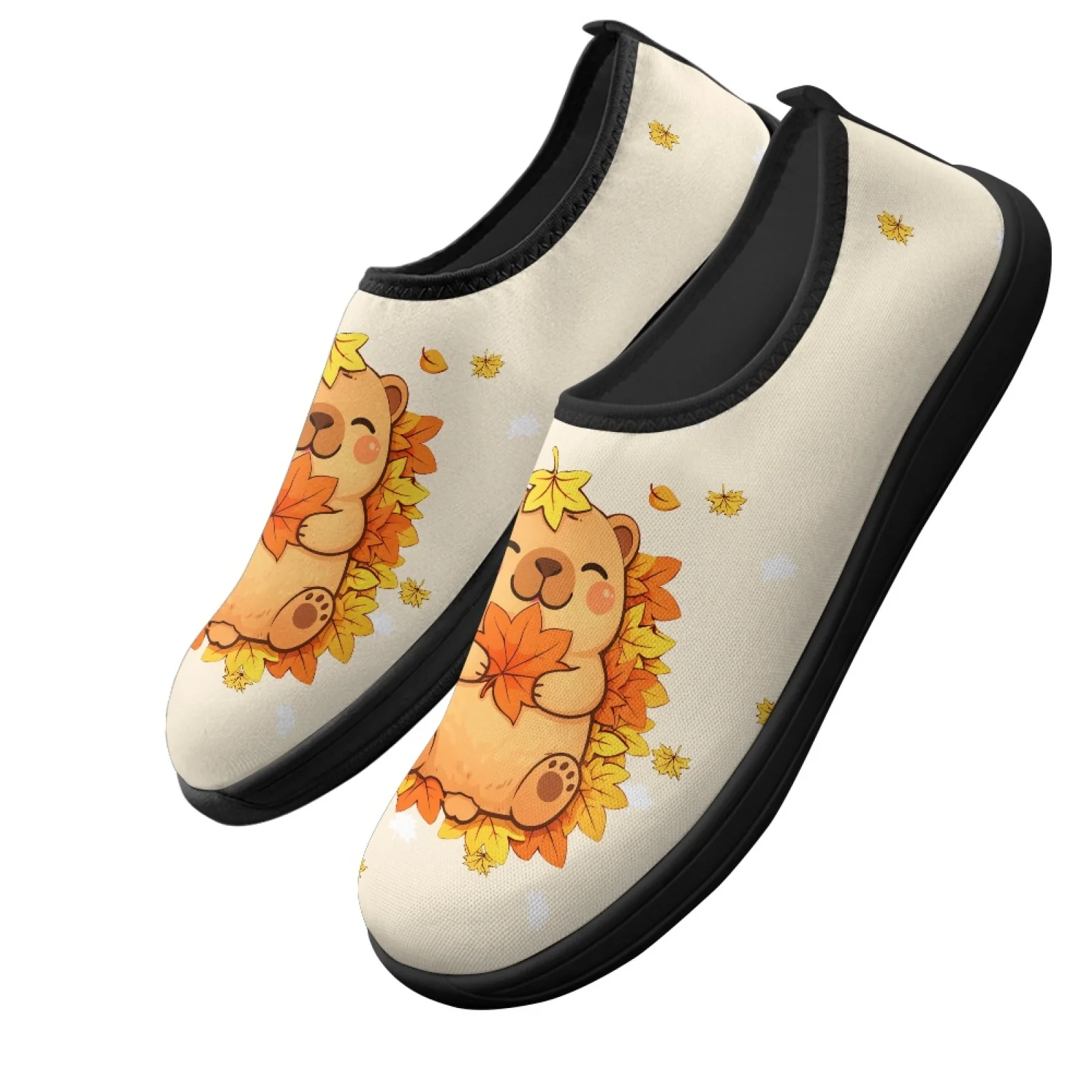 PENSTROLL Capybara Maple Leaf Wide Toe Box Workout Casual Sports Shoe for Office Polyester & EVA Hiking Shoes Zero Drop Footwear