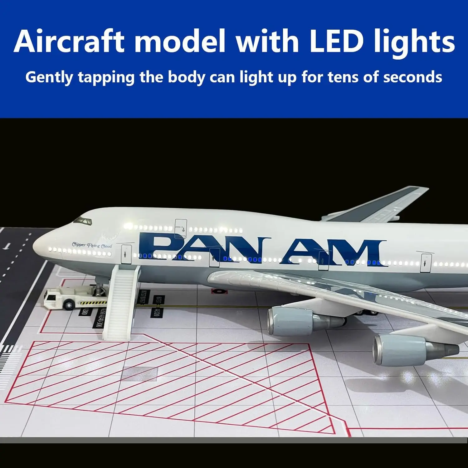 

Decor Plane PAN AM Airways 47cm 747 1/150 Scale Model B747 Diecast Resin Airplane W Landing Gear & Light Display Aircraft