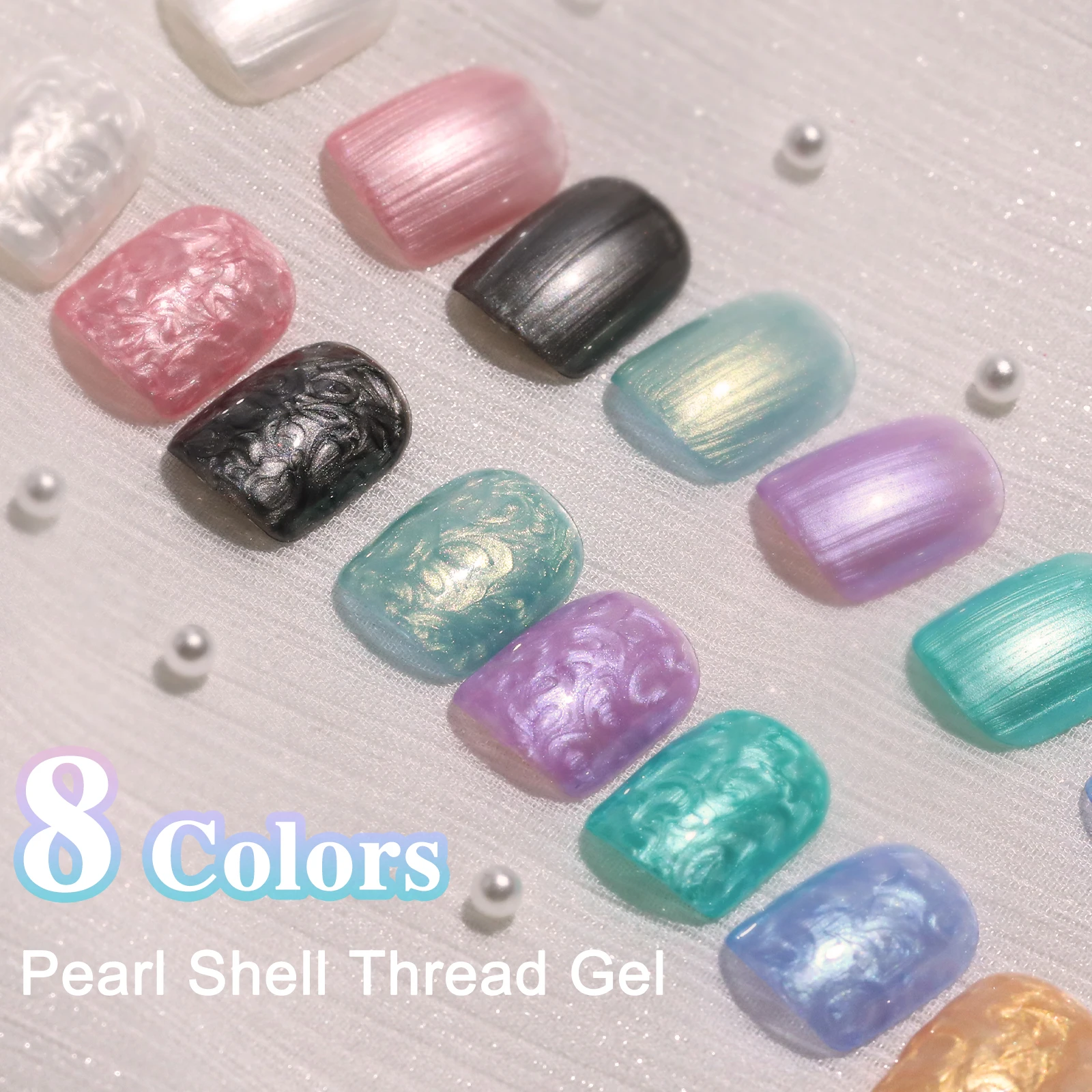 Thread Pearl Gel Mermaid Nail Drawing Gel Polish Removable UV/LED Gel Polish Swirl Shell Thread Effect DIY Women's Nail Art Gift