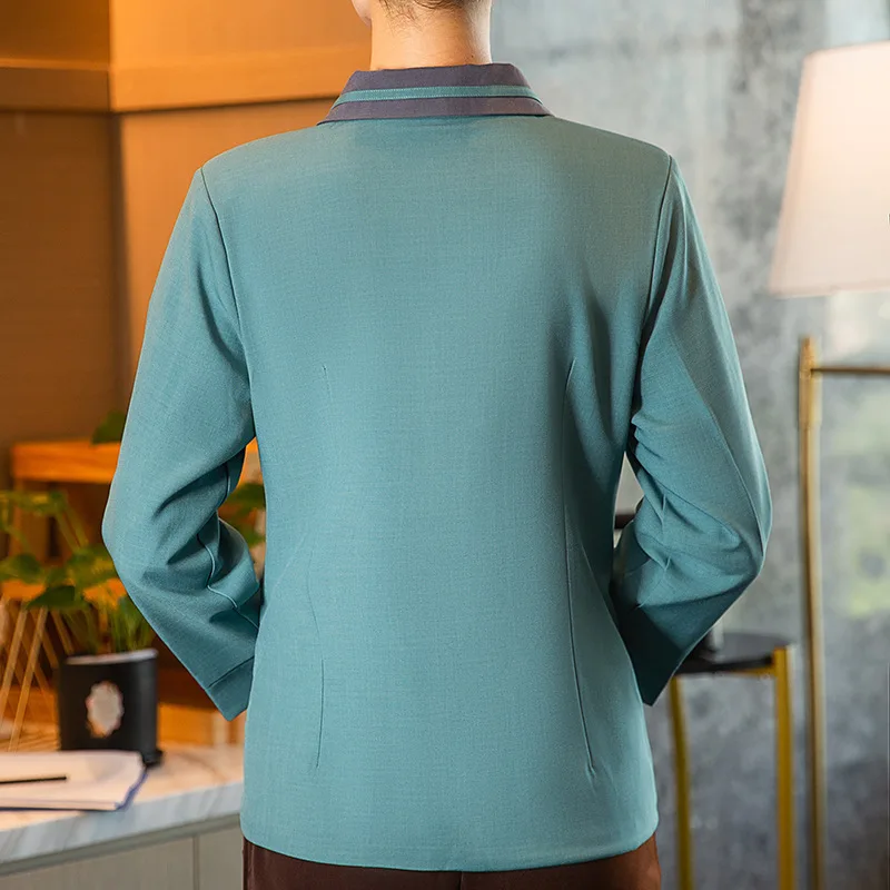 Hotel Lapel Cleaning Aunt Work Uniform Long Sleeve Women Hotel Room Property Community Housekeeping Cleaner Autumn Winter