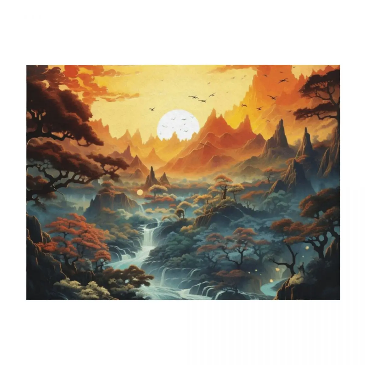

Ethereal Falls: A Mystic Dance of Light and Shadow - 18 Throw Blanket Hair Plaid on the sofa Luxury Thicken Vintage Blankets