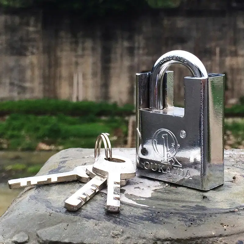 1 Set Heavy Duty Stainless Steel Padlock Anti Cut Hardened Shackle 3 Keys