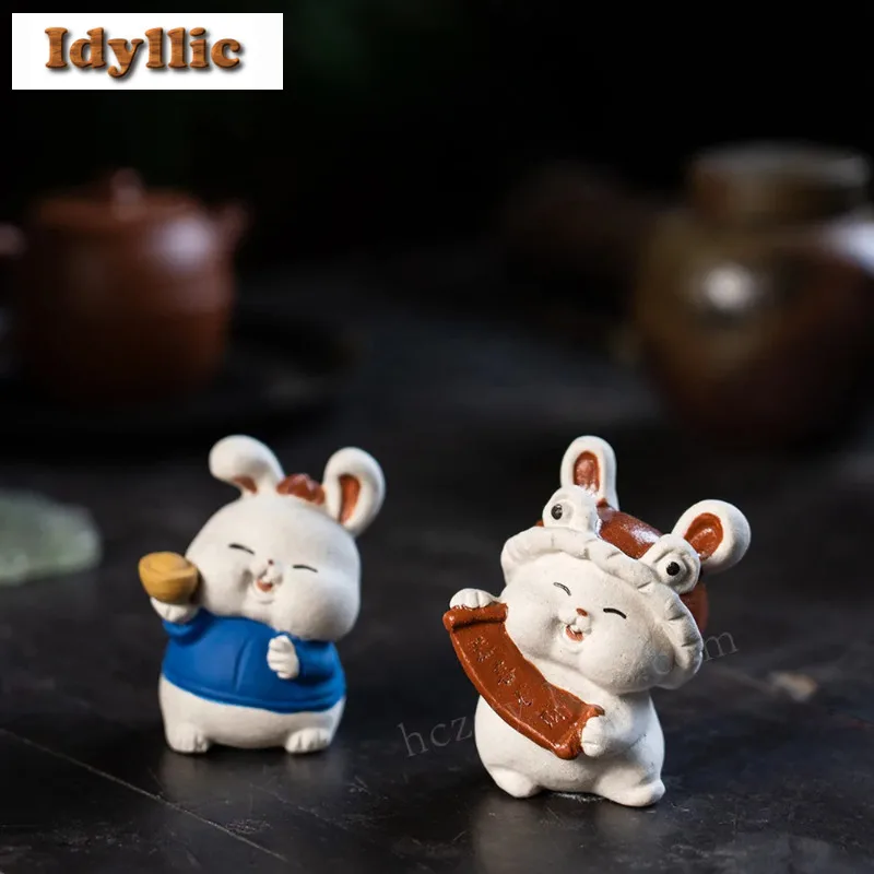 

Twelve Zodiac Fortune Rabbit Zisha Tea Pet Luxury Lucky Model Tea Figurine Play Toys Tea Statue Ornaments Tea Services Craft
