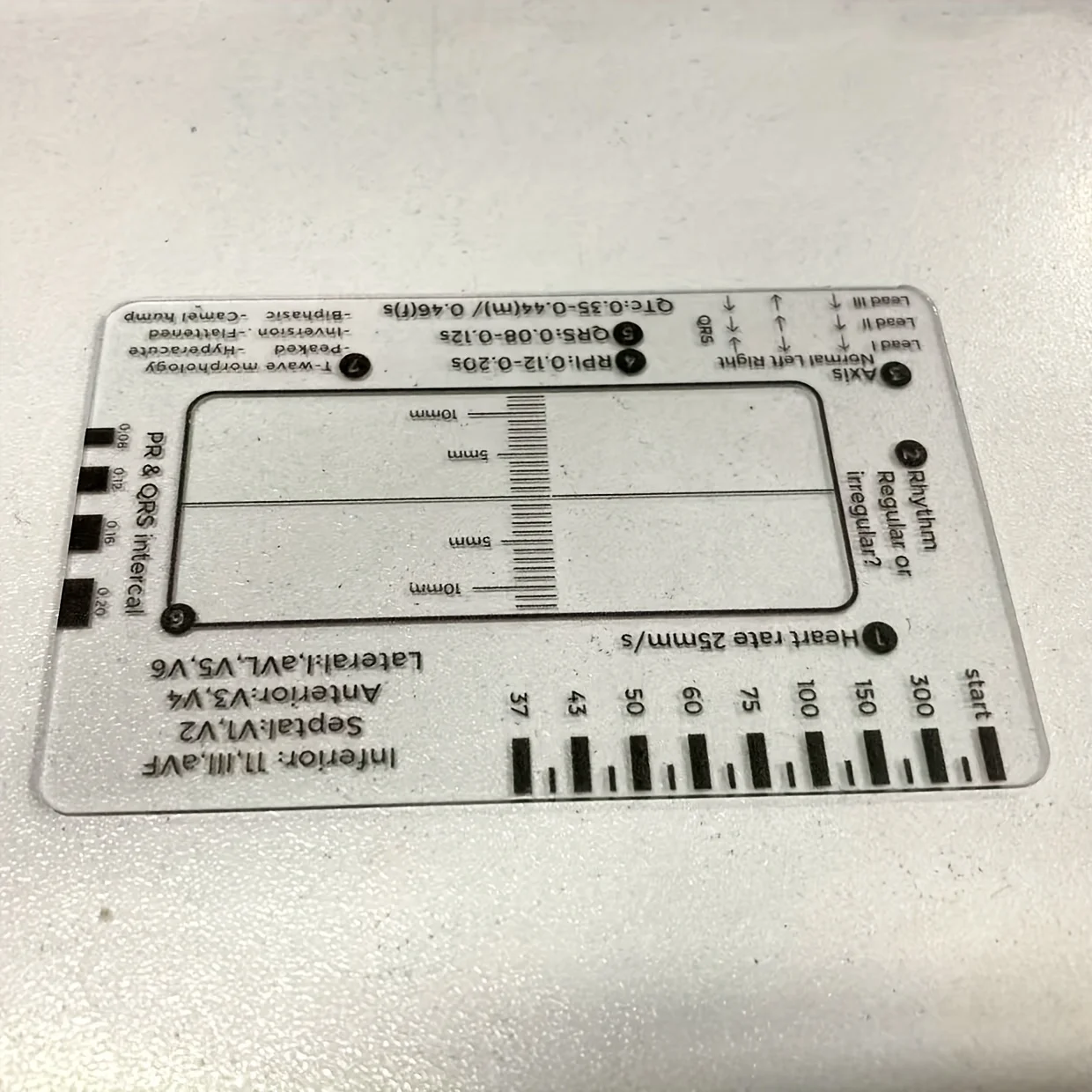 ECG 7-Step Ruler, Heartbeat Observation Measuring Tool for Electrocardiogram Assisting Use