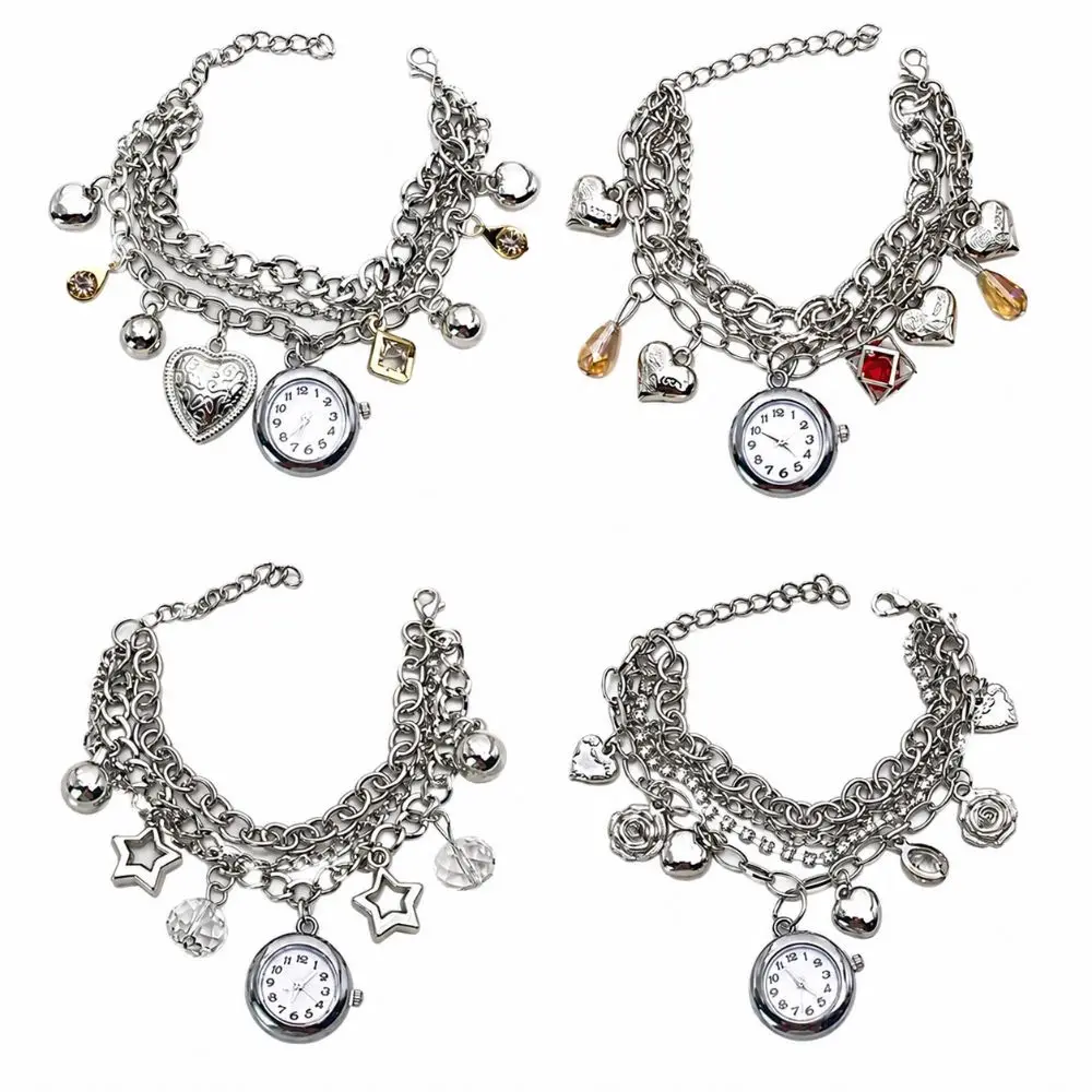 Fashion Adjustable Bracelet Watch with Pendant Alloy Quartz Watch Star Heart Ladies Wristwatch for Women Girls