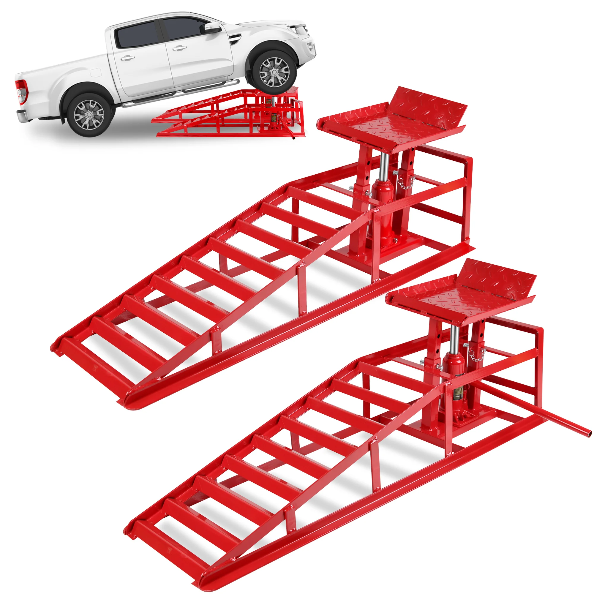 

2PCS 5T Hydraulic Car Ramps, Heavy Duty Hydraulic Vehicle Ramps Lift Ramp, Portable Car Ramps for Oil Changes, Car Lifts for Hom