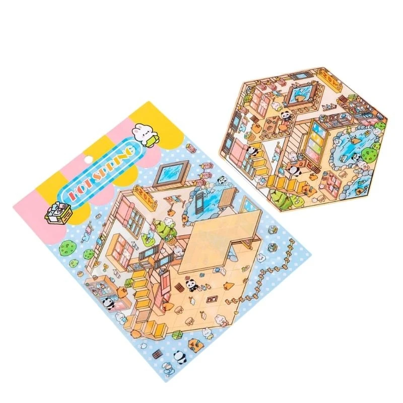 Fun Miniatur Adegan Stiker Kartun Pemandangan Pemandangan Stiker Scrapbooking Sticker Untuk Jurnal Telepon Meliputi Botol