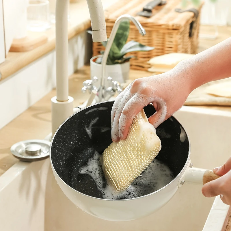 5 Pieces Bamboo Wood Fiber Dishwashing Cloth Washing Dish Towel Sponge Scrubb Pot Brush Bowlcloth Kitchen Cleaning Steel Wire