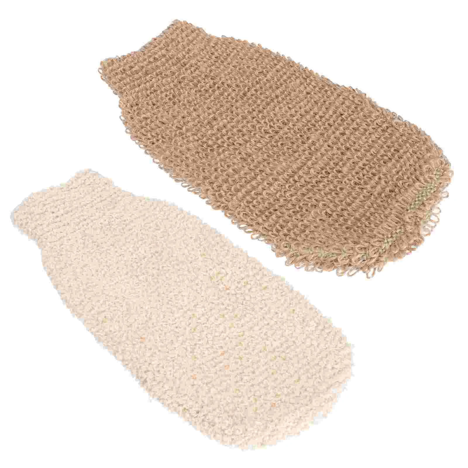 

2 PCS Bath Gloves Back Shower Towels Scrubber Body Rubbing Jute Household Back-pulling Mens Wash