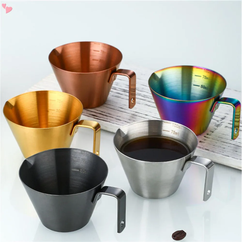 Kaffee-Messbecher aus Edelstahl 304, Küchenwerkzeug mit Skalenmarkierung, Espresso-Shot-Becher, Kaffeemaschinen-Zubehör, Messbecher