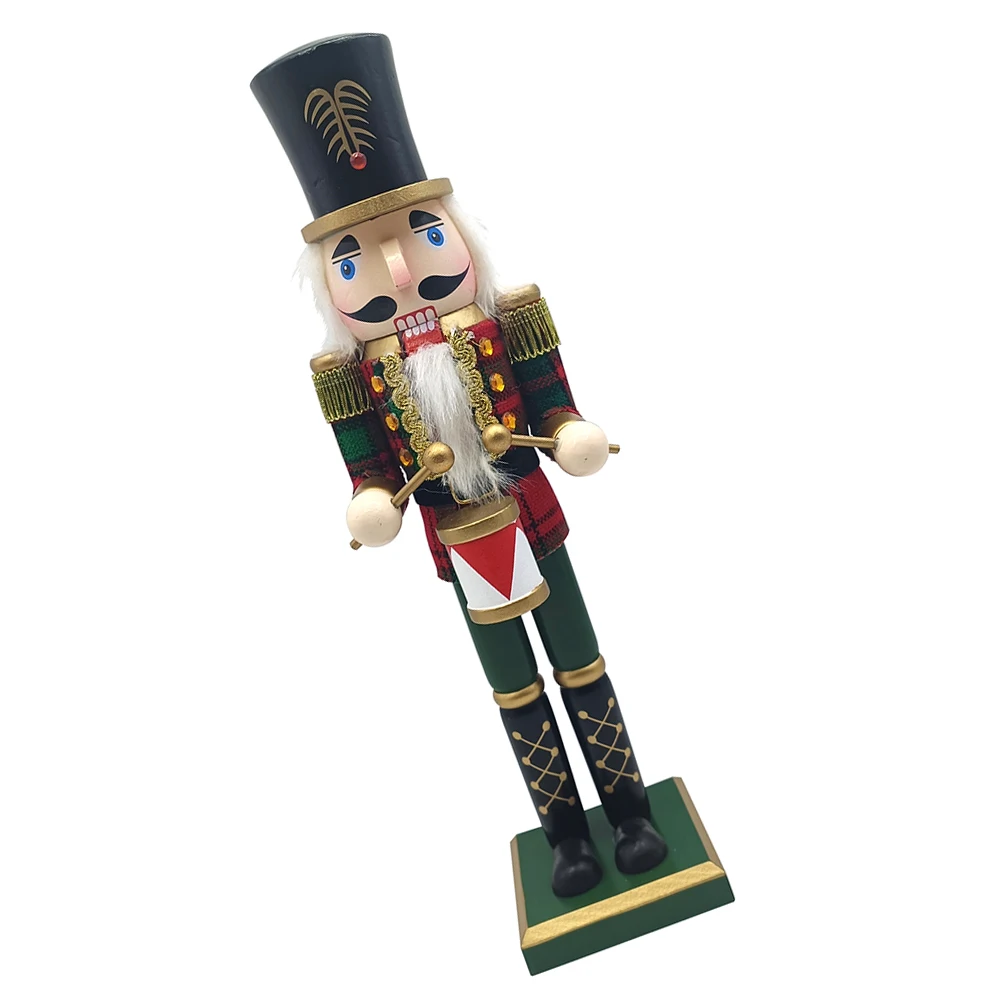 

Nutcracker Decoration Royal Wooden Christmas Ornament Plaid Soldier Figurine Holiday Home Decor Wooden Figures Toy
