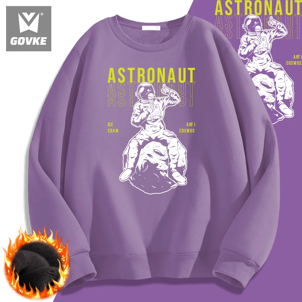 

Funny Astronaut in Outer Space Eat Ice Cream Graphic Polyester Warm Hoodie Unisex Pullover Neutral Style Unique Design Hoodie