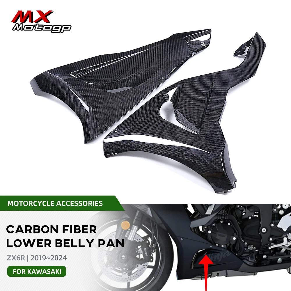Carbon Fiber Lower Belly Pan Guards Fairing For KAWASAKI ZX6R ZX 6R 636 2019-2024 2023 Motorcycle Lower Side Panels Protector