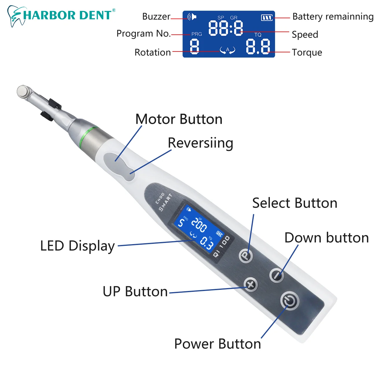 EndoMotor 16:1, equipo de reducción Dental, Endo inalámbrico con luz LED, Motor importado, instrumento de Canal radicular, puntas de dentista