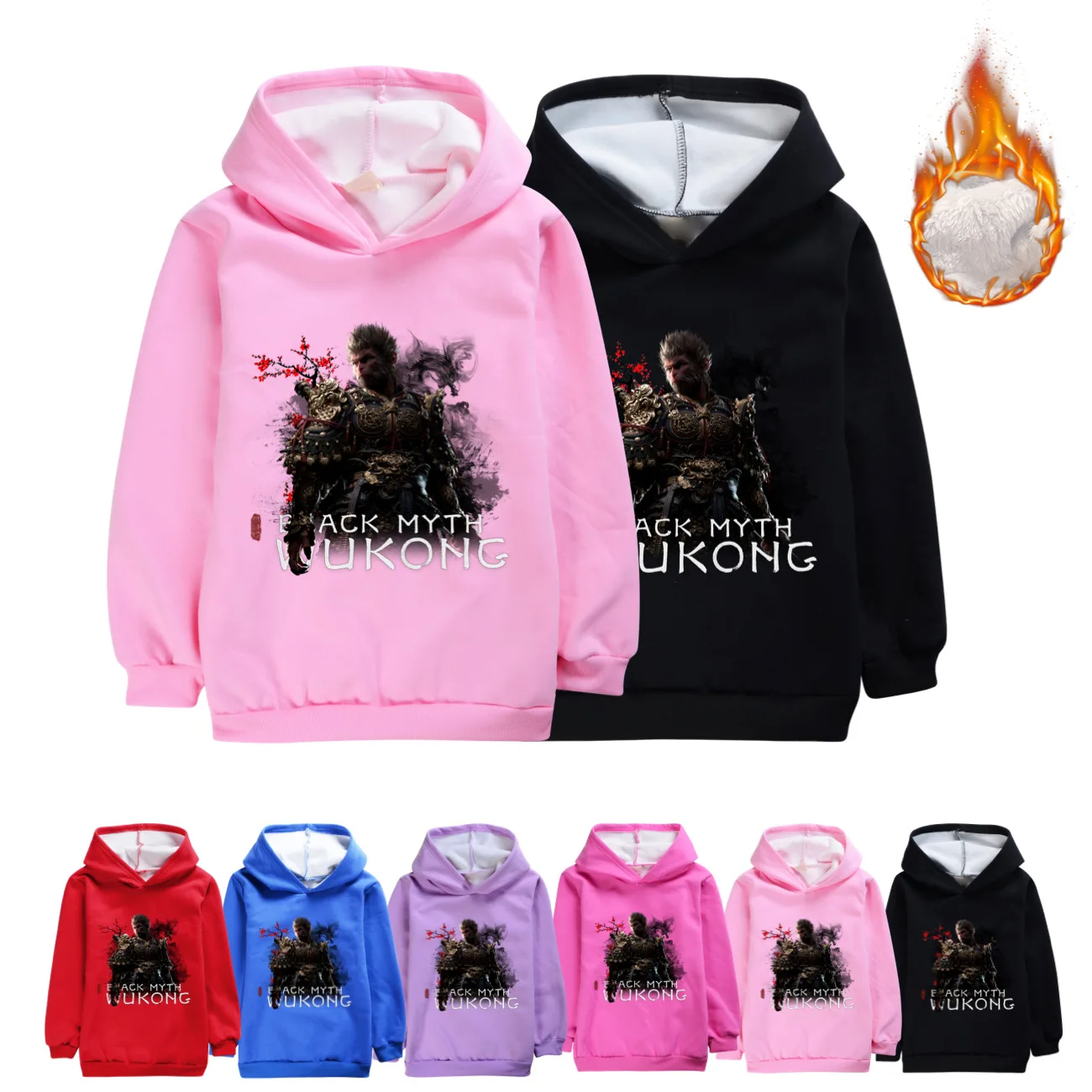 

New Fashion Black Myth Wukong Game Winter Kids Hoodie Sweatshirt Teenager Warm Pullover Girls Boys Long SleeveTops Clothing