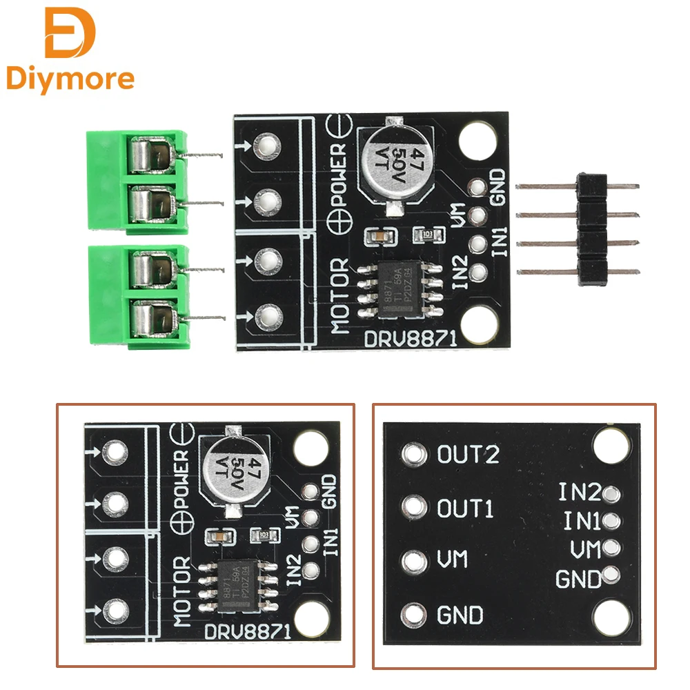 DRV8871 DC 6.5-45V DC H-bridge Motor Driver Module 3.6A Brushed Motor Driver PWM Control 3.6A Max Driver Module For Arduino