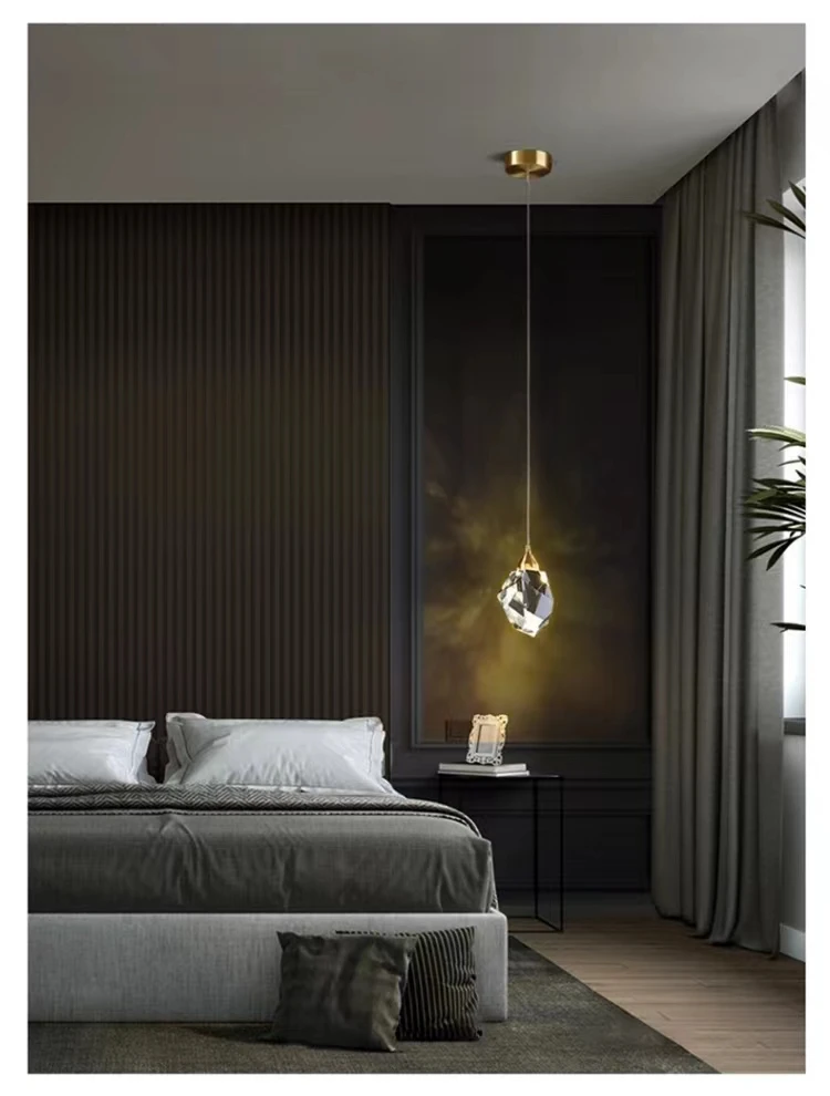 Light Luxury K9 Crystal Small Dhandelier Modern And Minimalist Restaurant Light Bar Counter Bedroom Bedside Long Line Light