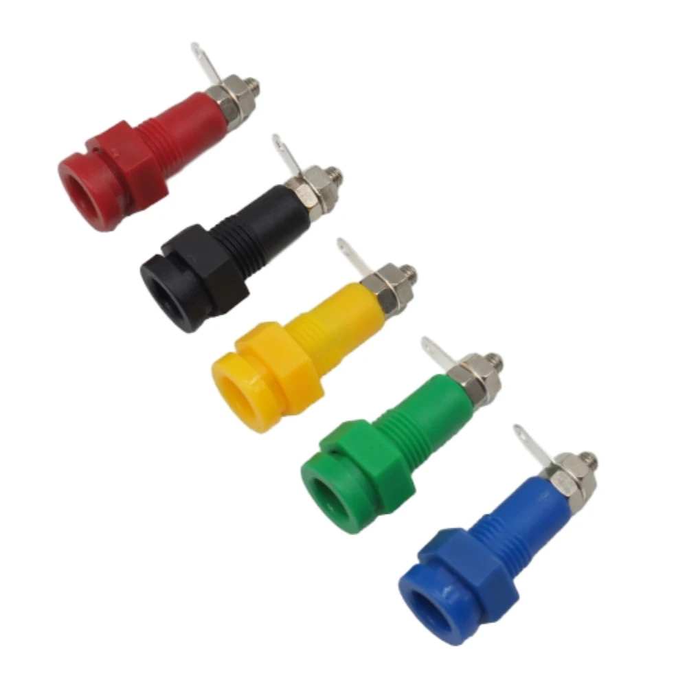 Panel de enchufe Banana de 3mm, Conector de enchufe de prueba de potencia de 19A, Conector de enchufe Banana de cobre niquelado, 5 piezas