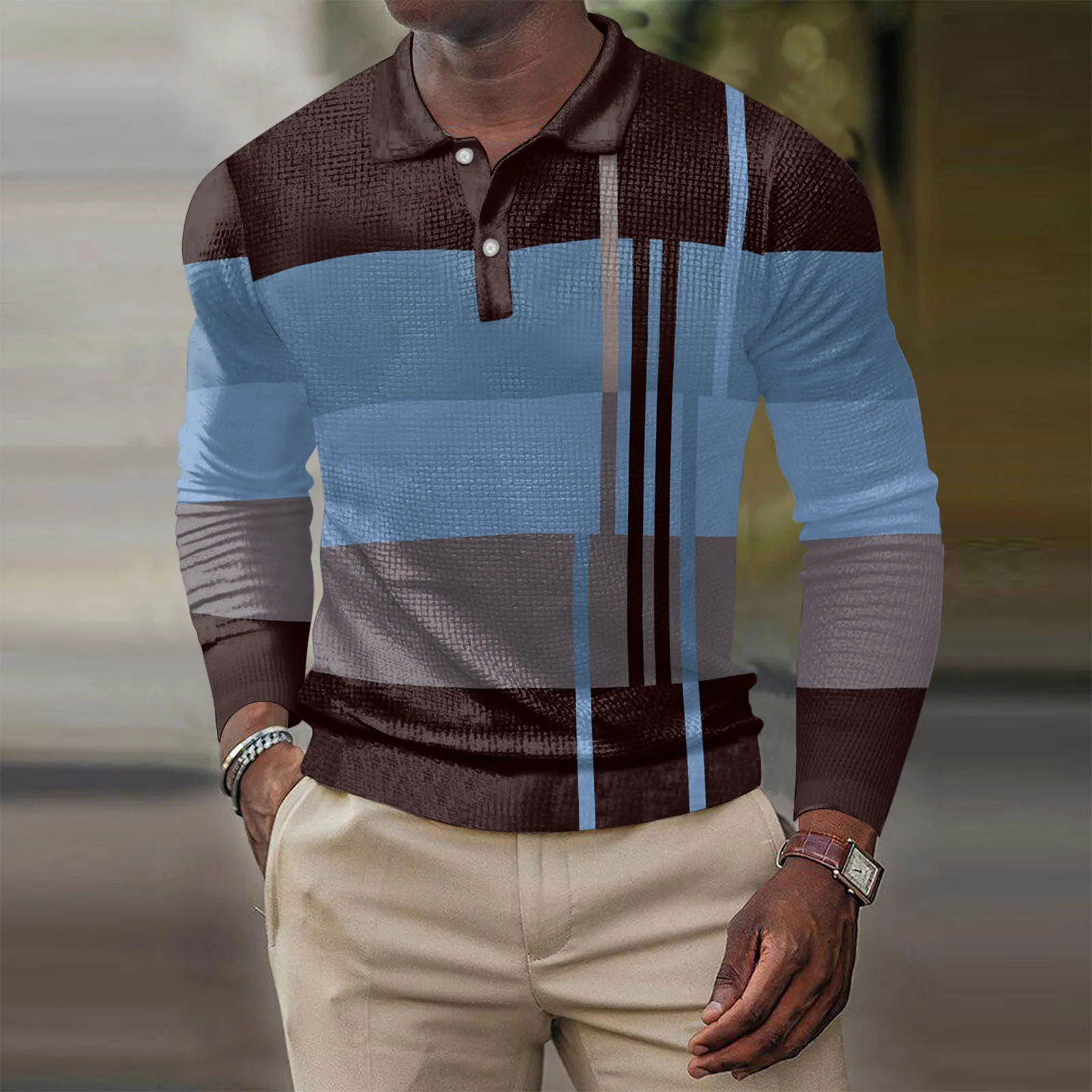 

Рубашки поло с принтом в полоску, модные топы с длинными рукавами и лацканами, хип-хоп, тренд, уличная одежда в стиле Харадзюку, осенние повседневные свободные футболки