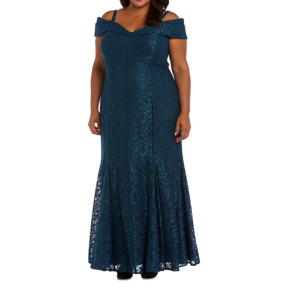  Customized Exquisite Lace Mother of the Bride Dress Sheath Off the Shoulder Wedding Guest Dresses Floor-Length Evening Gowns
