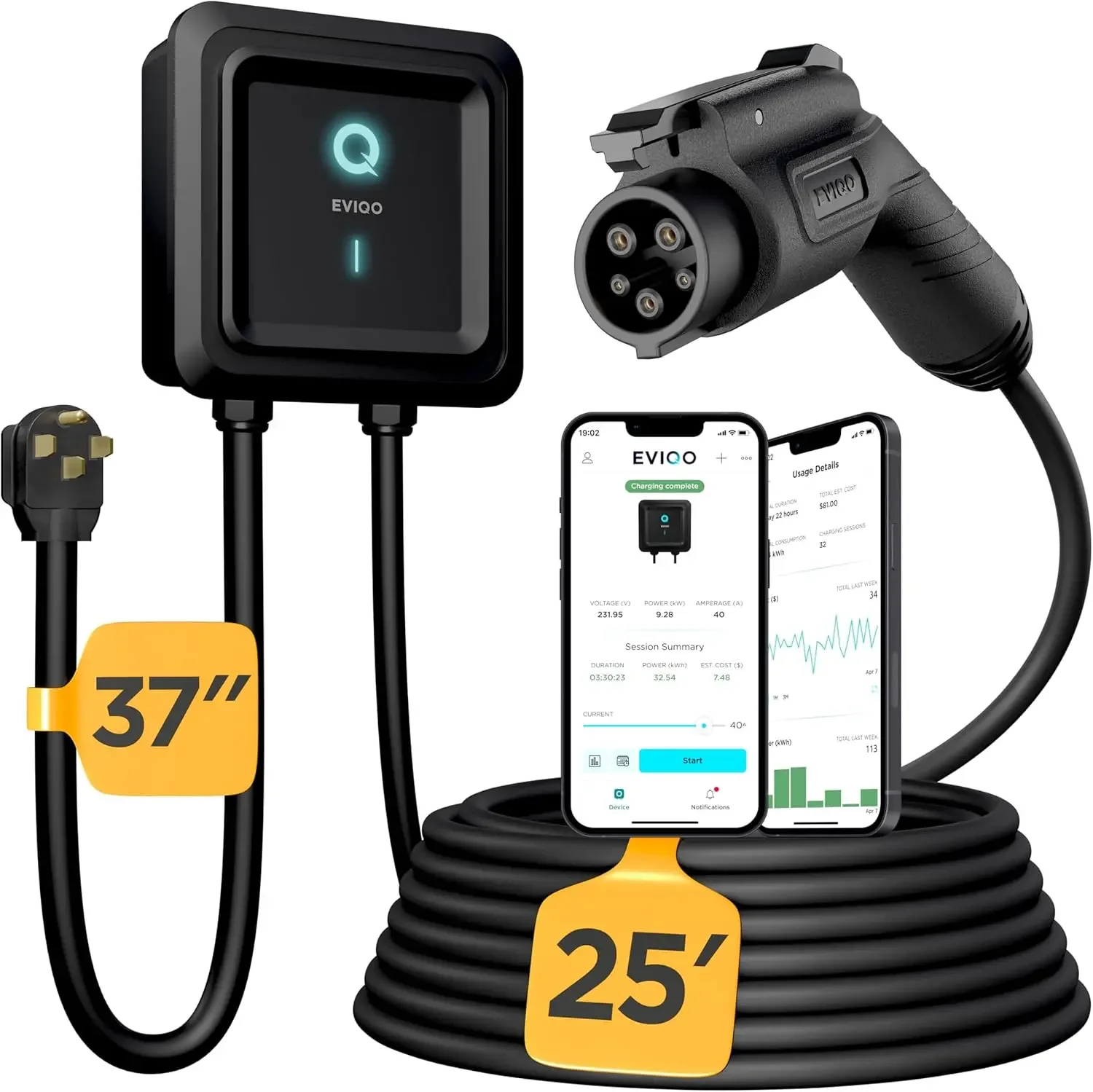 Level 2 EV Charger - 48 Amp EV Charger Level 2, 240V Electric Vehicle Charging Stations, EV Level 2 Charger NEMA 14-50/Hardwire