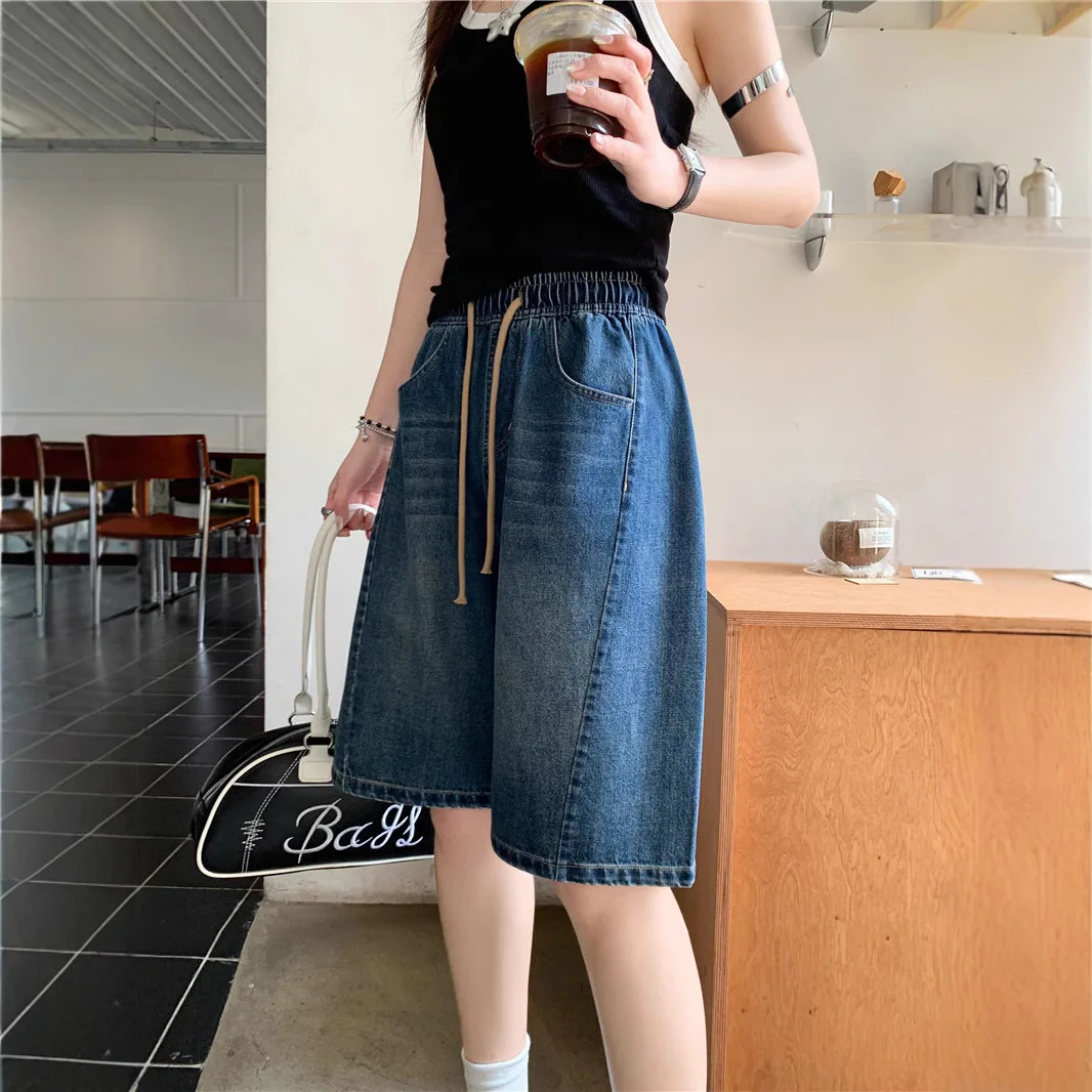 

Five point jeans Korean style simple and versatile slimming casual pants for women 2025 new high waisted short shorts