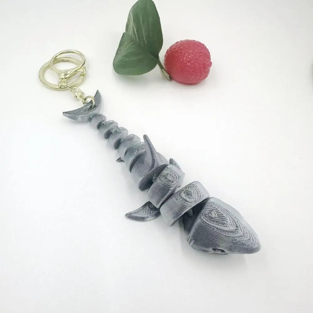 LLavero de ballena impreso en 3D PLA, figura de animales impresa en 3D multiarticulación móvil, adornos, llavero de tiburón realista