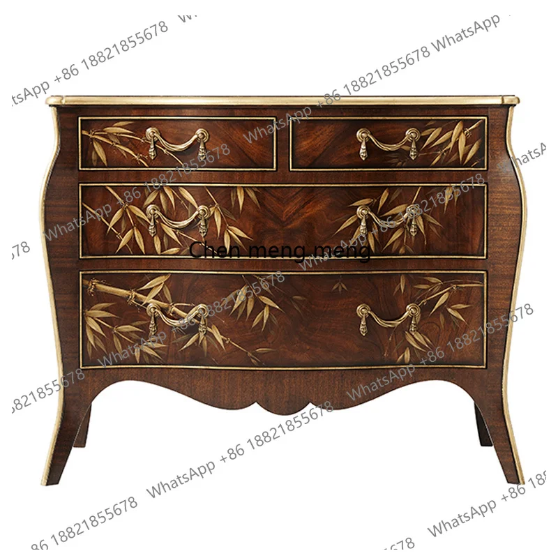 

Neoclassical art painted three-bucket cabinet living room solid wood partition small entrance drawer cabinet bedroom