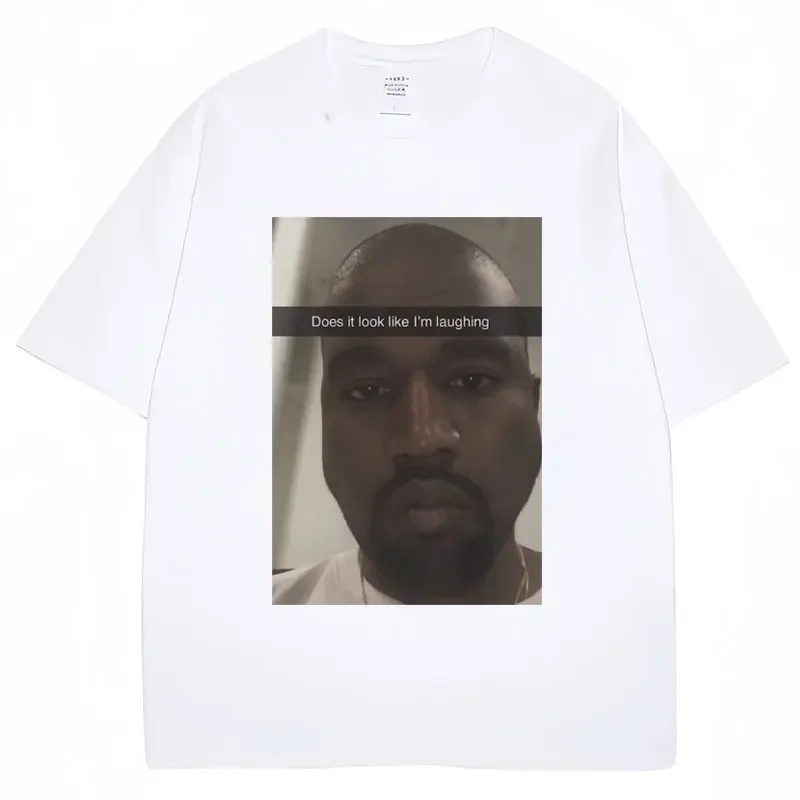 Kanye West funny meme Tshirt looks like Im laughingHumorous short sleeved retro oversized Tshirt suitable forwomen\'s street wear