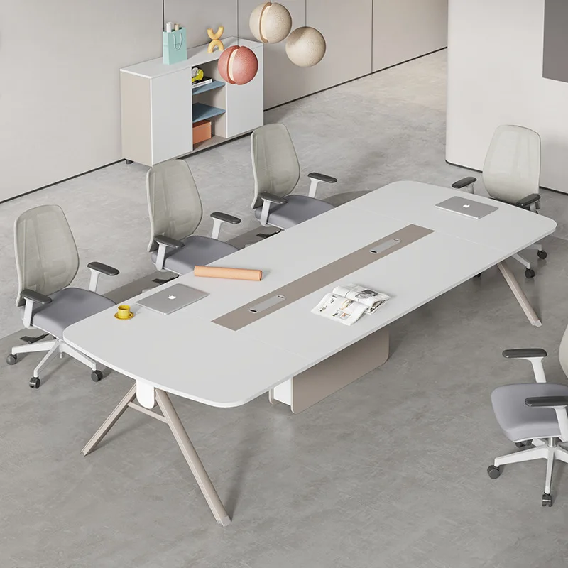 

Conference table Long table Simple modern white 6-10 people meeting room negotiation table