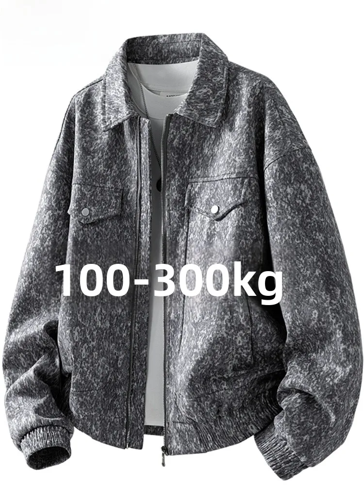 

MoChao American Sle Suede Jaet Мужское свободное пальто с откидным воротником большого размера из полиэфирного волокна, теплая длинная застежка-молния