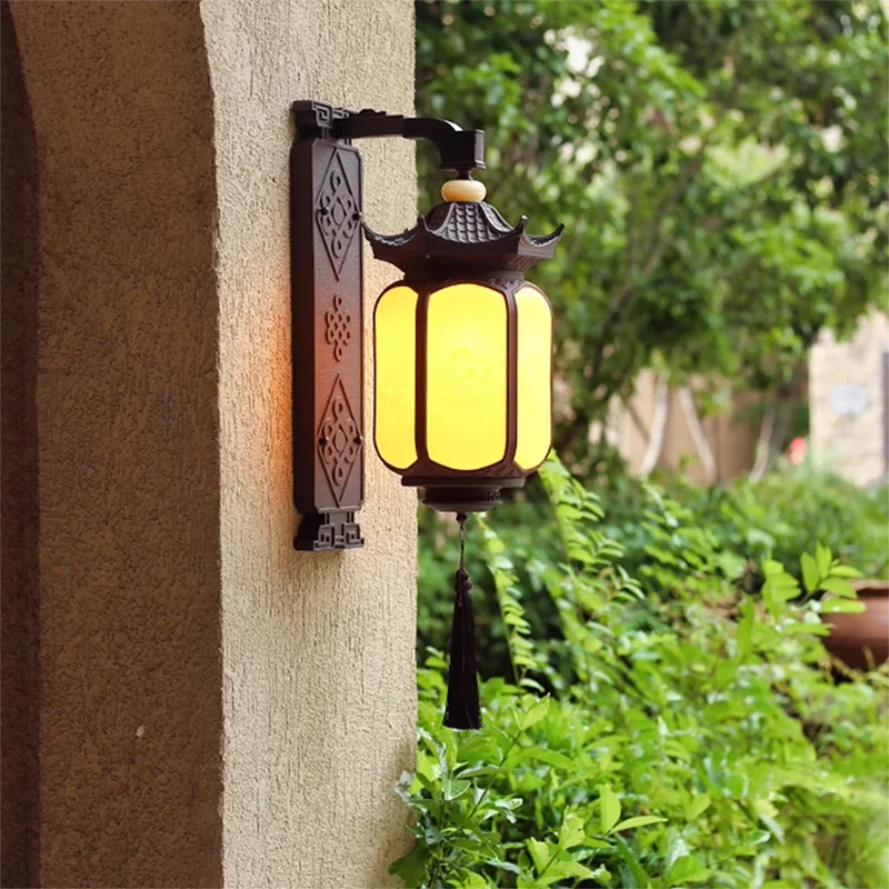 OUTELA Chinese style LED Outdoor Wall Lamps Retro Electric Waterproof Balcony Hallway Courtyard Villa Gate Hotel