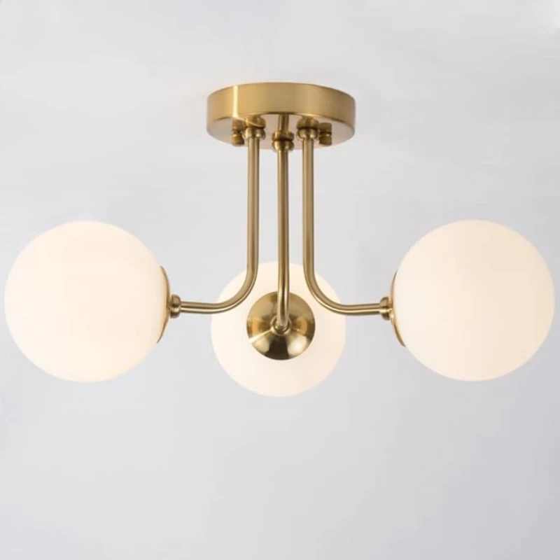 

SANDYHA Nordic Style Bedroom Ceiling Lights White Glass Ball Lampshade LED Lamp for Living Room Decor Corridor Lighting Fixtures