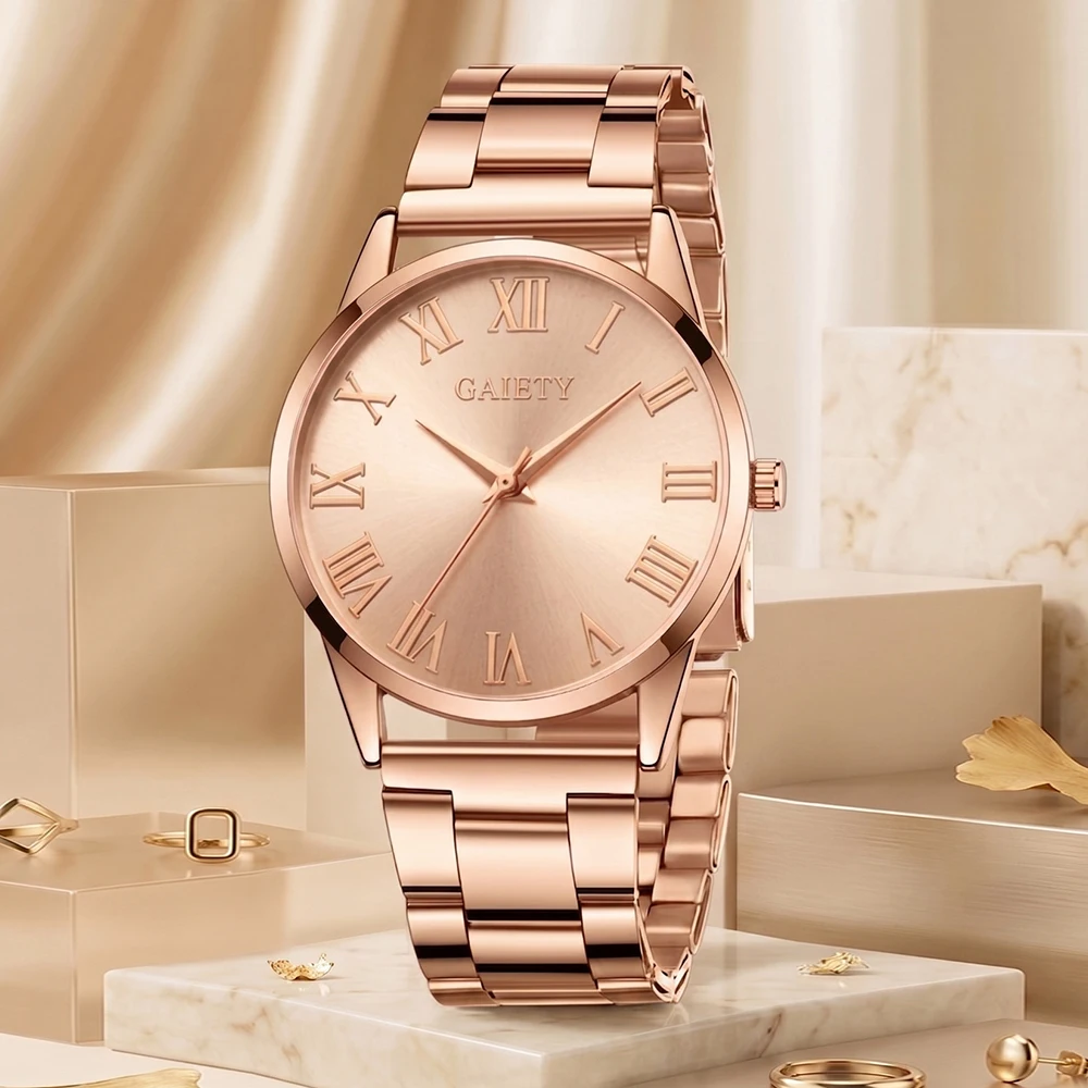1Pc Women's Watch Rose Gold Fa - Vintage Fashion Watches 评论和价格