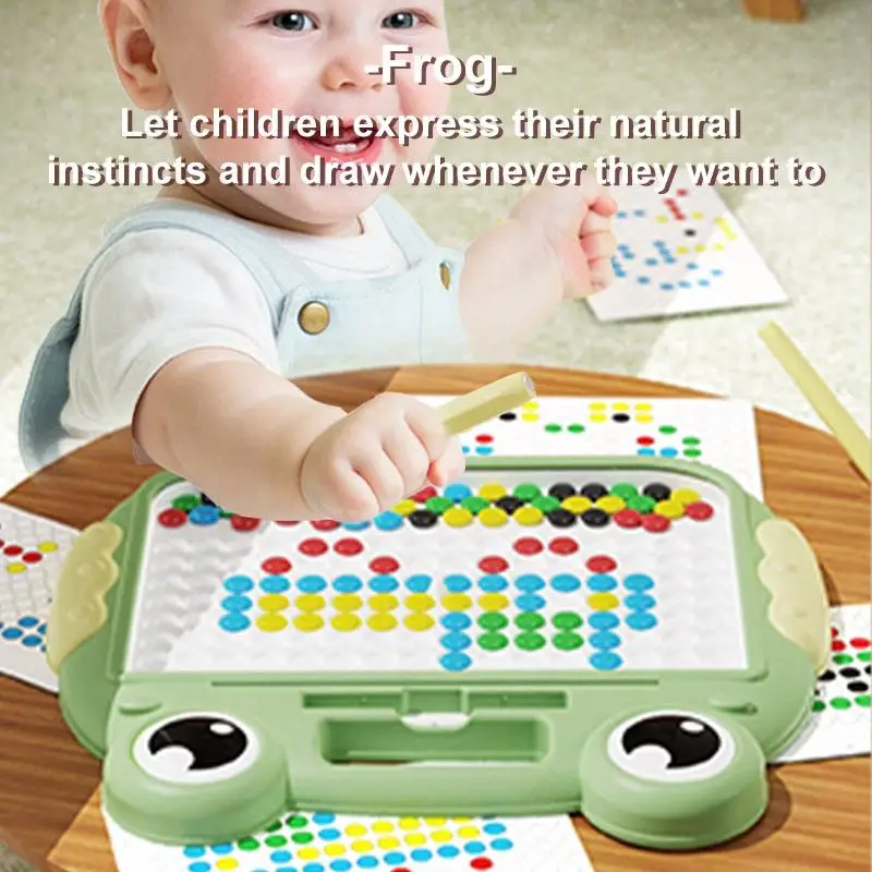 Magnetic Drawing Board for Toddlers Magnet Beads and Pen Drawing Board Cute Frogs Large Doodle Board for Educational Toys Gifts