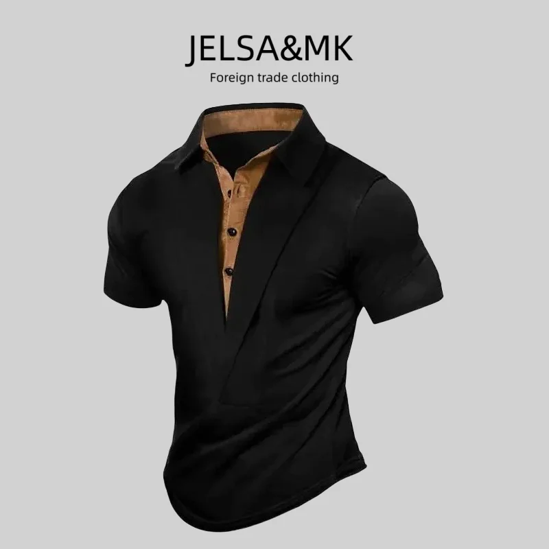 

Мужская повседневная однотонная футболка JELSAMK с коротким рукавом, универсальная базовая модель, летняя новинка, трансграничная этническая одежда