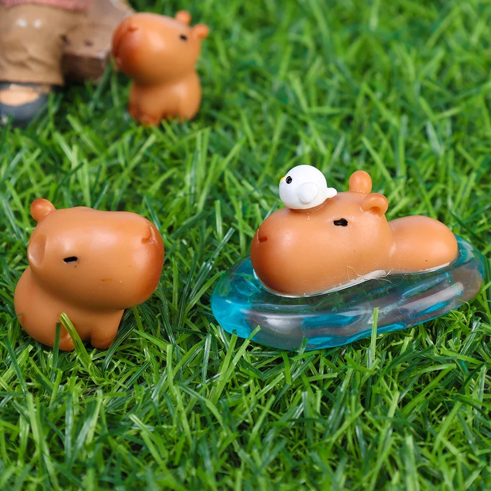 Simulated Capybara Animals Model Mini Kapibare Action Figures Figurine Home Decoration Kids Gift DIY Micro Landscape Ornament