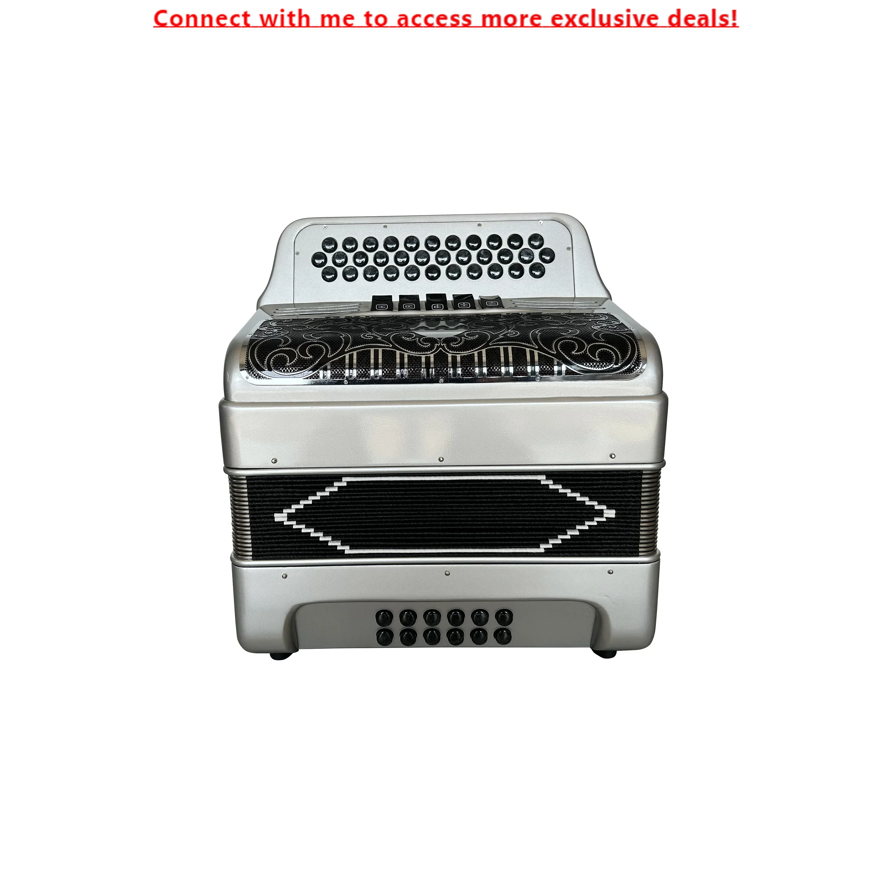 

SEASOUND OEM 34 Buttons 12 Bass 5 Registers Silver Accordion Instrument Black Silver Grill Black Buttons Acordeon JB3412D