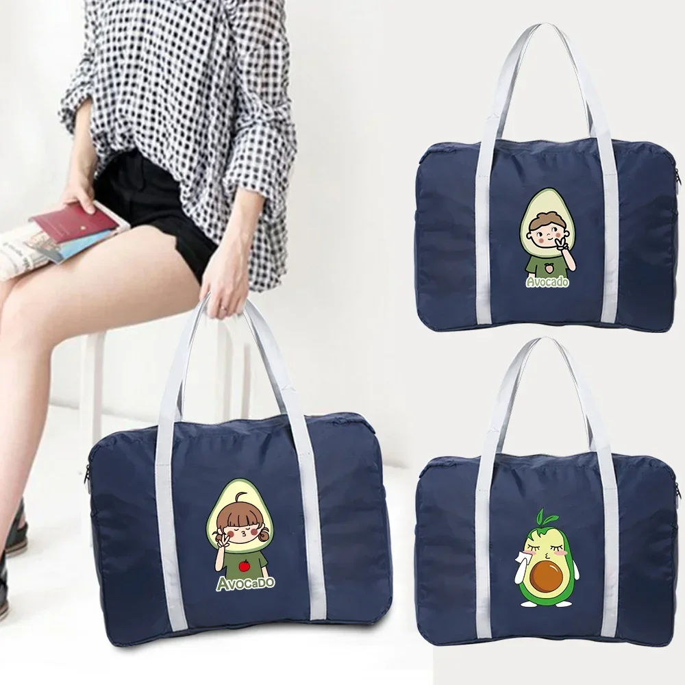 Portable Luggage Storage Bag Avocado Printed Folding Travel Organizer Portable Aircraft Multifunctional LargeCapacity Travel Bag