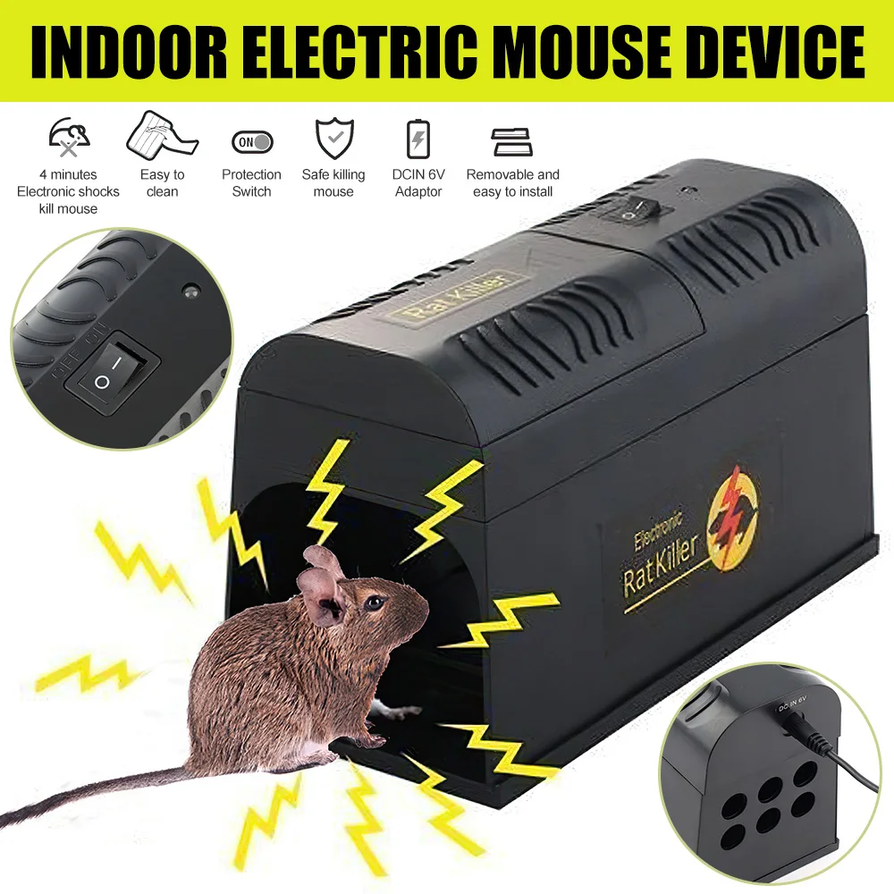 Electronic Mouse Trap 7000V High Voltage Rat Rodent Cage Trap Reusable Mice Killer Orchard Garden Electronic Pest Control Tool