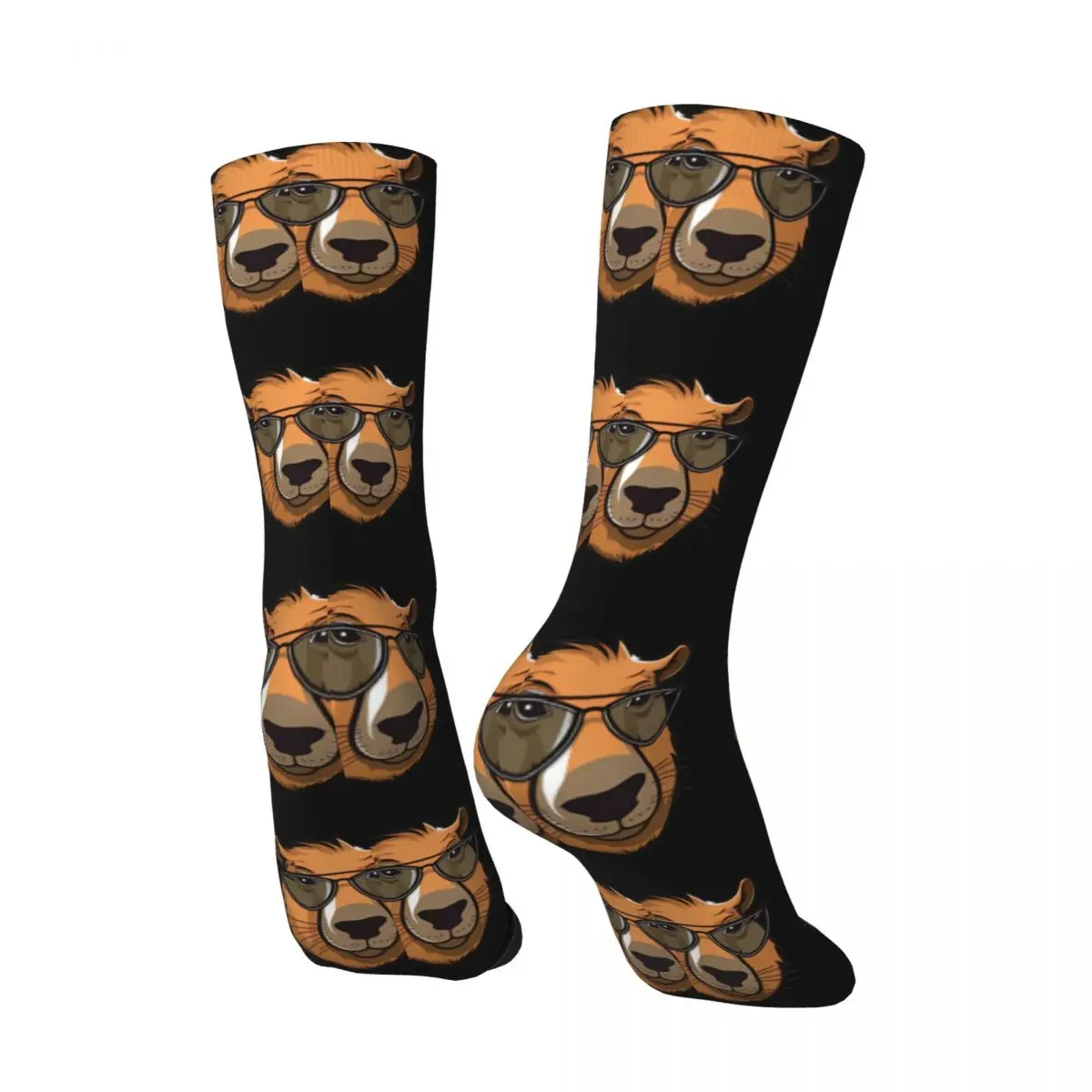 Funny Crazy compression Is My Spirit Animal Sock for Men Hip Hop Harajuku Capybara Happy Seamless Pattern Printed Boys Crew Sock